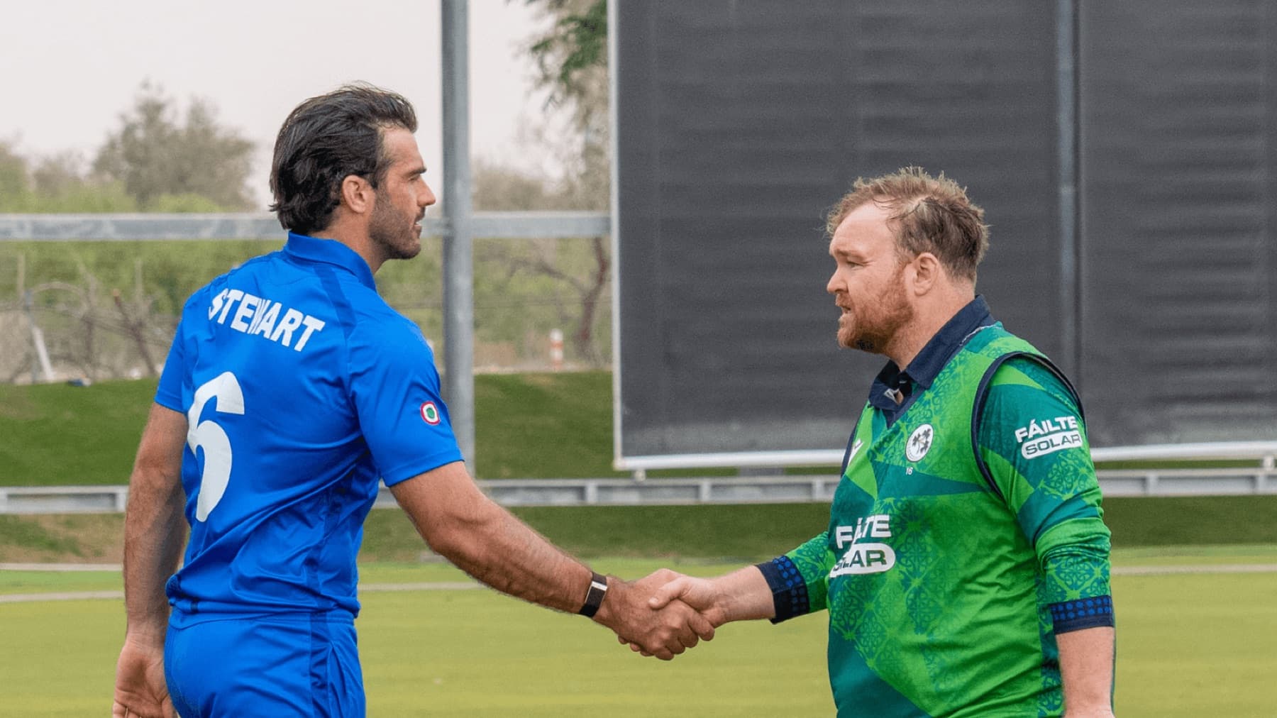 Italy and Ireland captains shaking hands after the match